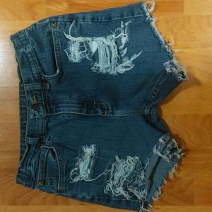 Ripped jean shorts